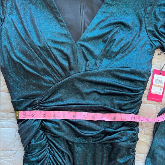 Vince Camuto Shimmering Teal Long Sleeve Dress - Picture 14 of 16